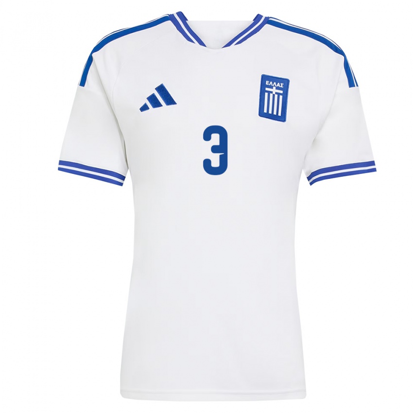 גברים יוון Bedri Dunga #3 לבן כחול ג'רזי ביתית 26-28 חולצה קצרה