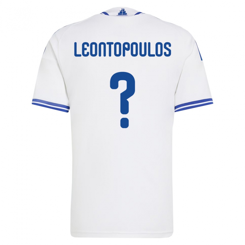 גברים יוון Giannis Leontopoulos #0 לבן כחול ג'רזי ביתית 26-28 חולצה קצרה