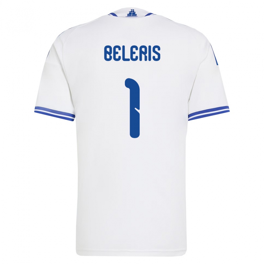 גברים יוון Efstathios Beleris #1 לבן כחול ג'רזי ביתית 26-28 חולצה קצרה