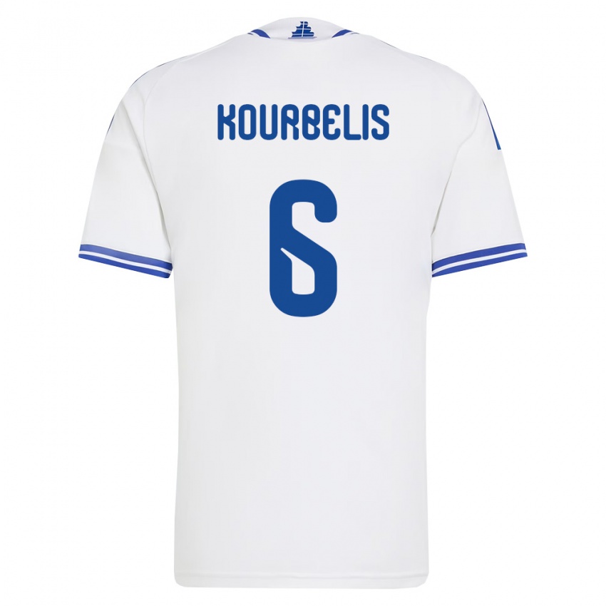 גברים יוון דימיטריס קורבליס #6 לבן כחול ג'רזי ביתית 26-28 חולצה קצרה