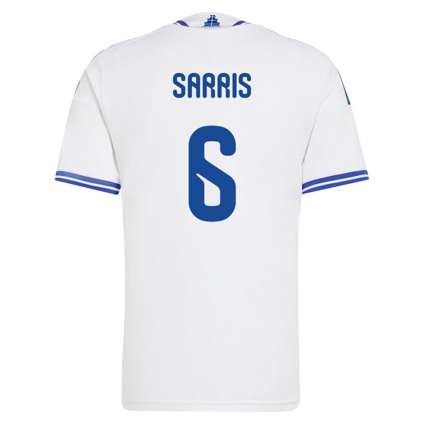 גברים יוון יואניס סאריס #6 לבן כחול ג'רזי ביתית 26-28 חולצה קצרה