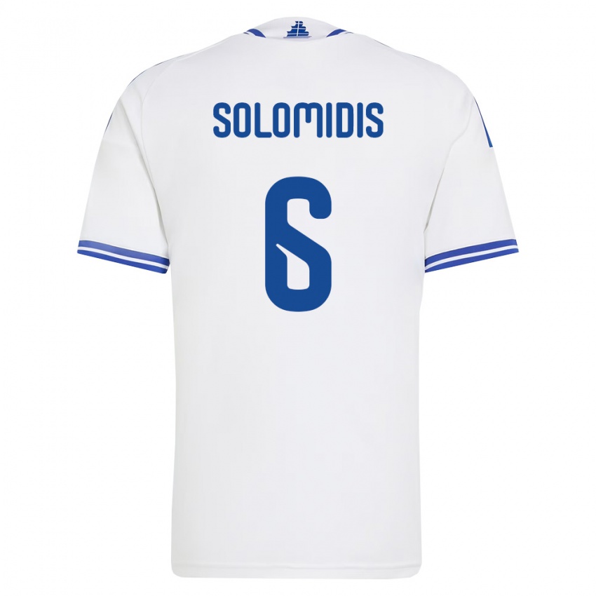 גברים יוון Fotios Solomidis #6 לבן כחול ג'רזי ביתית 26-28 חולצה קצרה