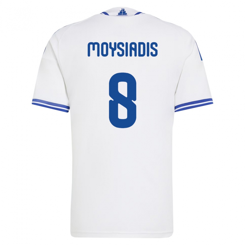 גברים יוון Alexandros Moysiadis #8 לבן כחול ג'רזי ביתית 26-28 חולצה קצרה