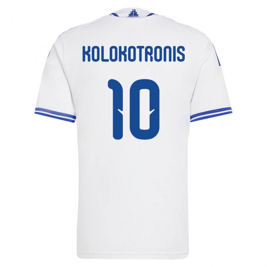 גברים יוון פטרוס קולוקוטרוניס #10 לבן כחול ג'רזי ביתית 26-28 חולצה קצרה
