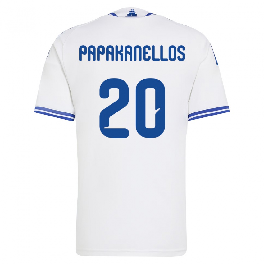 גברים יוון Antonis Papakanellos #20 לבן כחול ג'רזי ביתית 26-28 חולצה קצרה
