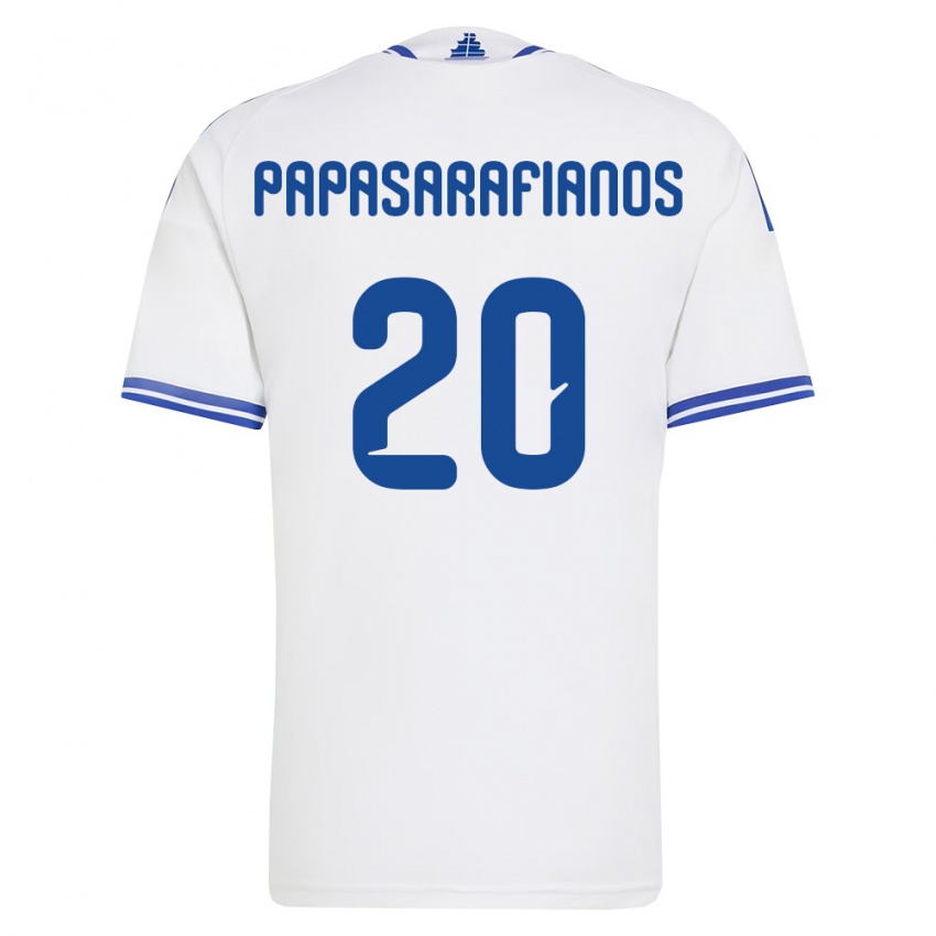 גברים יוון Sarafianos Papasarafianos #20 לבן כחול ג'רזי ביתית 26-28 חולצה קצרה