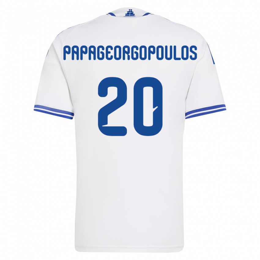 גברים יוון Dimitrios Papageorgopoulos #20 לבן כחול ג'רזי ביתית 26-28 חולצה קצרה
