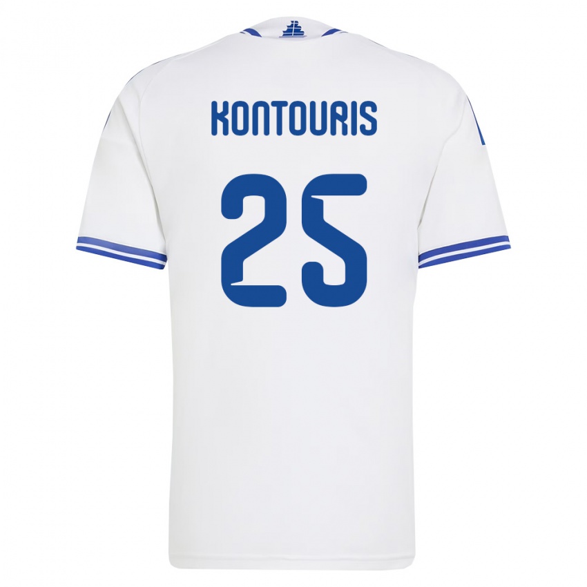 גברים יוון Sotiris Kontouris #25 לבן כחול ג'רזי ביתית 26-28 חולצה קצרה