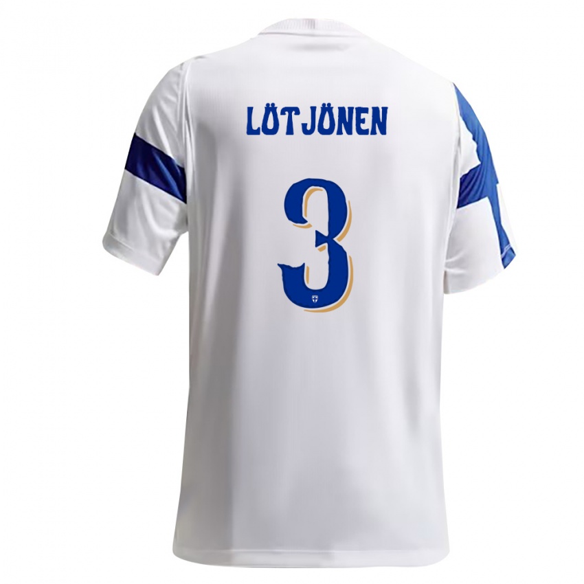 גברים פינלנד Arttu Lötjönen #3 לבן כחול ג'רזי ביתית 26-28 חולצה קצרה