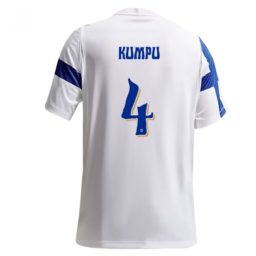 גברים פינלנד Ville Kumpu #4 לבן כחול ג'רזי ביתית 26-28 חולצה קצרה
