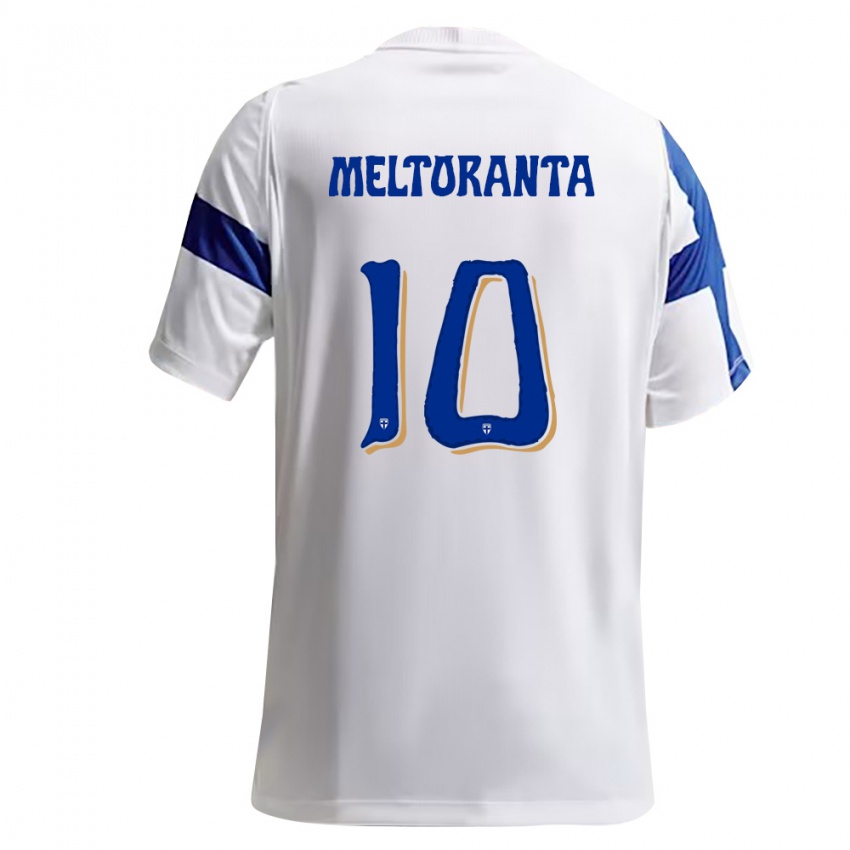 גברים פינלנד Nestori Meltoranta #10 לבן כחול ג'רזי ביתית 26-28 חולצה קצרה