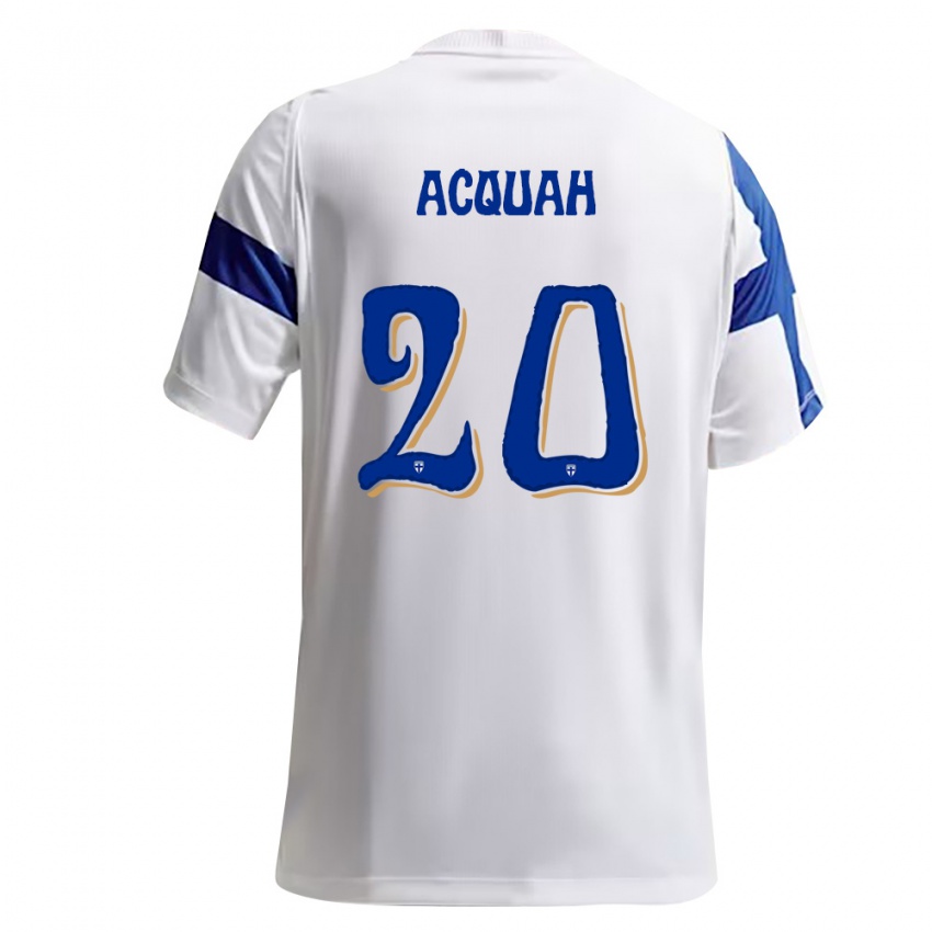 גברים פינלנד Markus Acquah #20 לבן כחול ג'רזי ביתית 26-28 חולצה קצרה