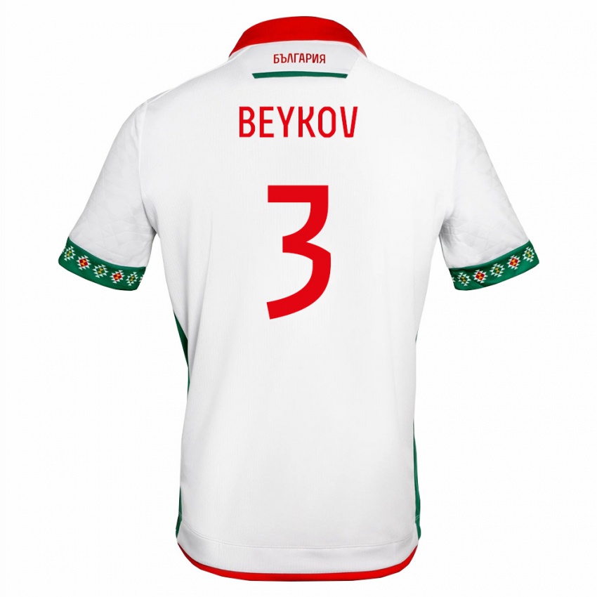 גברים בולגריה Viktor Beykov #3 לבן ירוק אדום ג'רזי ביתית 26-28 חולצה קצרה