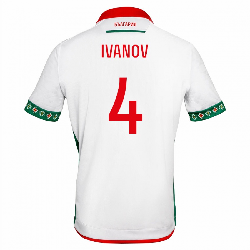 גברים בולגריה Viktor Ivanov #4 לבן ירוק אדום ג'רזי ביתית 26-28 חולצה קצרה