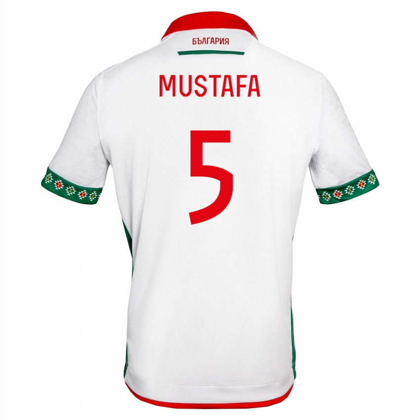גברים בולגריה Timur Mustafa #5 לבן ירוק אדום ג'רזי ביתית 26-28 חולצה קצרה