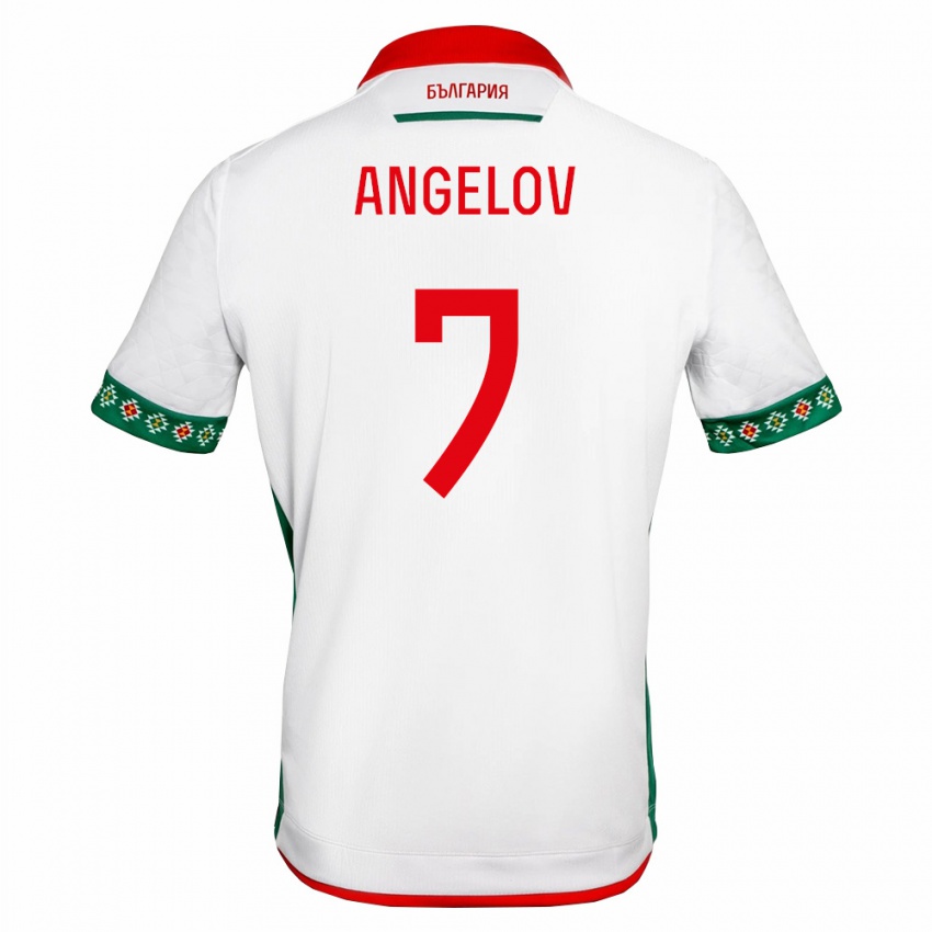 גברים בולגריה Ernan Angelov #7 לבן ירוק אדום ג'רזי ביתית 26-28 חולצה קצרה