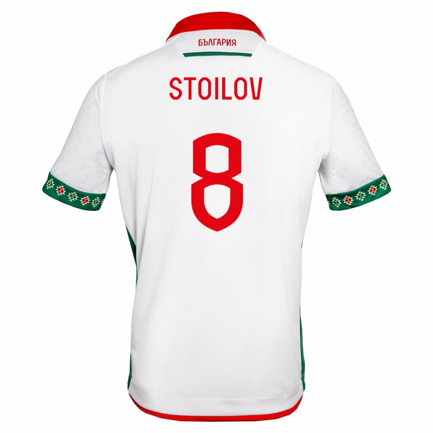 גברים בולגריה Radostin Stoilov #8 לבן ירוק אדום ג'רזי ביתית 26-28 חולצה קצרה