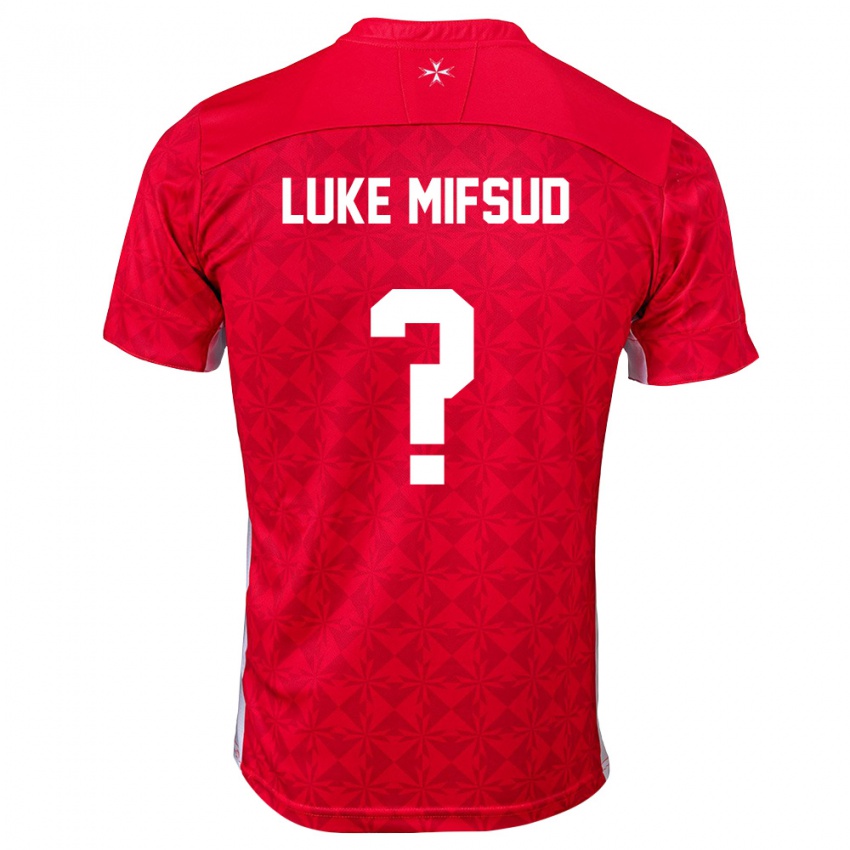 גברים מלטה Luke Mifsud #0 אדום לבן ג'רזי ביתית 26-28 חולצה קצרה