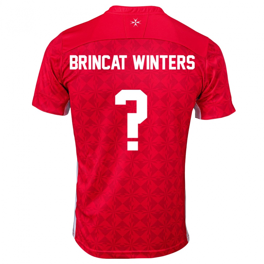 גברים מלטה Ethan Brincat Winters #0 אדום לבן ג'רזי ביתית 26-28 חולצה קצרה