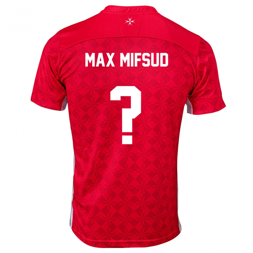 גברים מלטה Max Mifsud #0 אדום לבן ג'רזי ביתית 26-28 חולצה קצרה