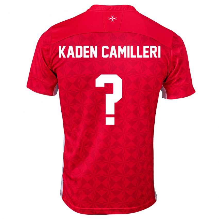 גברים מלטה Kaden Camilleri #0 אדום לבן ג'רזי ביתית 26-28 חולצה קצרה