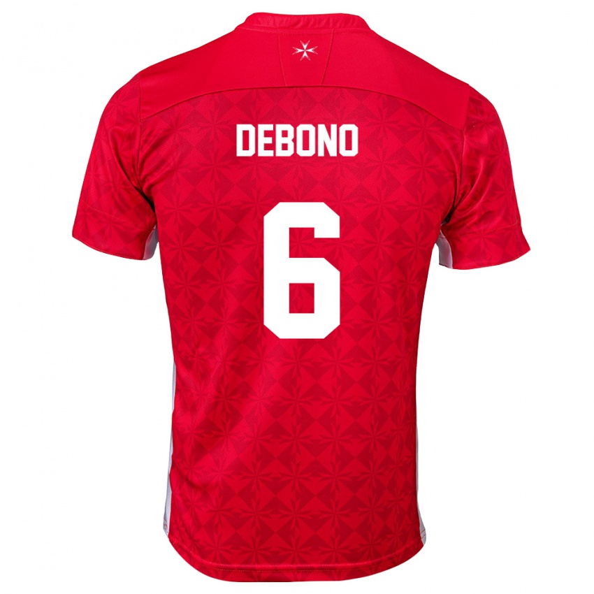 גברים מלטה Ryan Debono #6 אדום לבן ג'רזי ביתית 26-28 חולצה קצרה