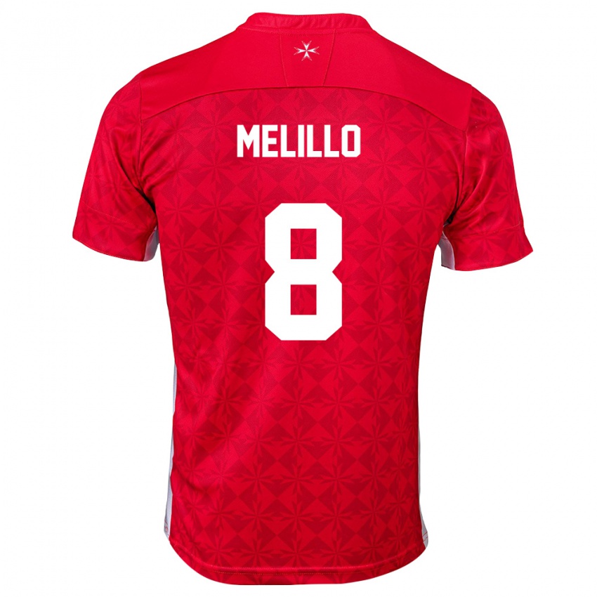 גברים מלטה Thomas Melillo #8 אדום לבן ג'רזי ביתית 26-28 חולצה קצרה