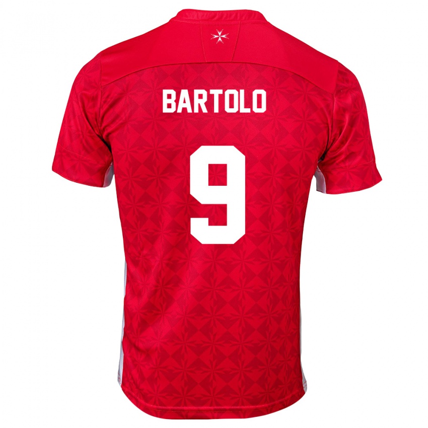 גברים מלטה Kai Bartolo #9 אדום לבן ג'רזי ביתית 26-28 חולצה קצרה