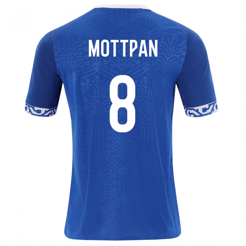 גברים מולדובה Nikita Motpan #8 כחול מלכותי לבן ג'רזי ביתית 26-28 חולצה קצרה