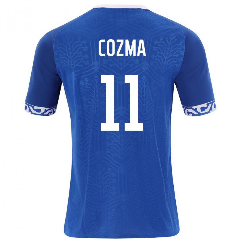 גברים מולדובה Veaceslav Cozma #11 כחול מלכותי לבן ג'רזי ביתית 26-28 חולצה קצרה