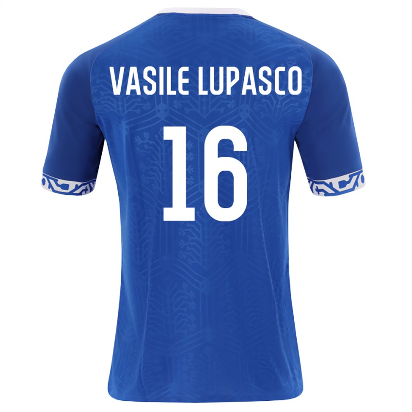 גברים מולדובה Vasile Lupasco #16 כחול מלכותי לבן ג'רזי ביתית 26-28 חולצה קצרה