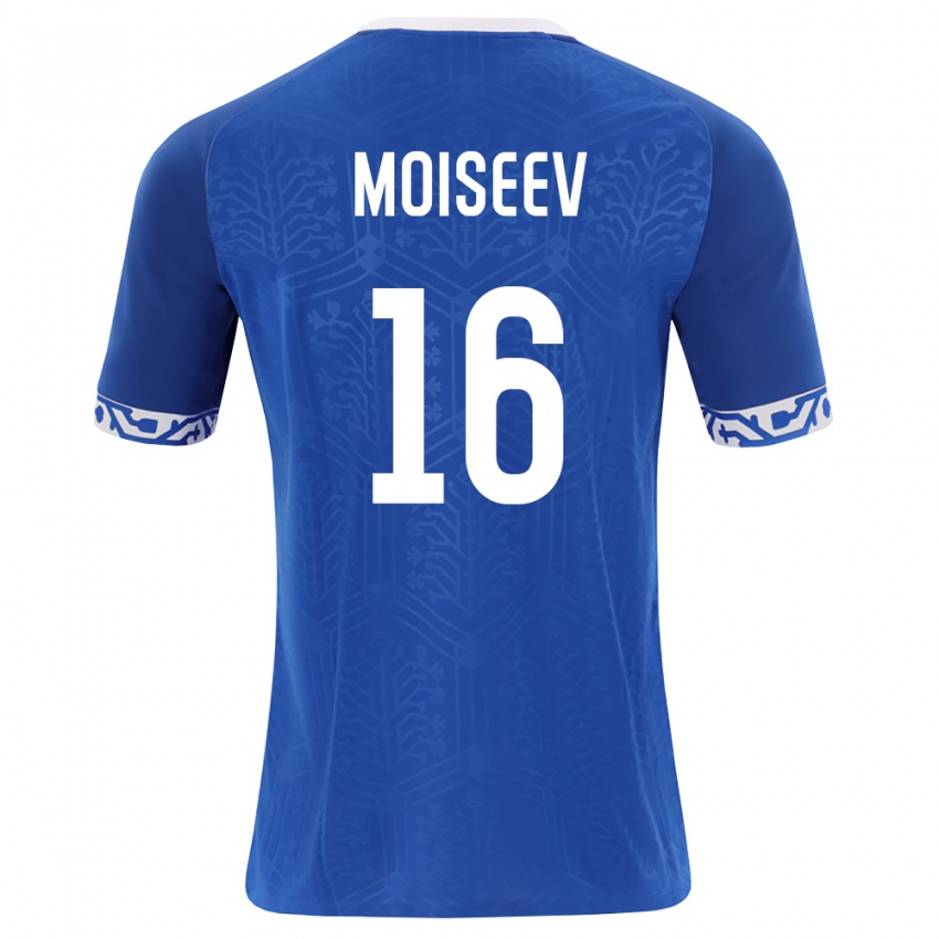 גברים מולדובה Victor Moiseev #16 כחול מלכותי לבן ג'רזי ביתית 26-28 חולצה קצרה