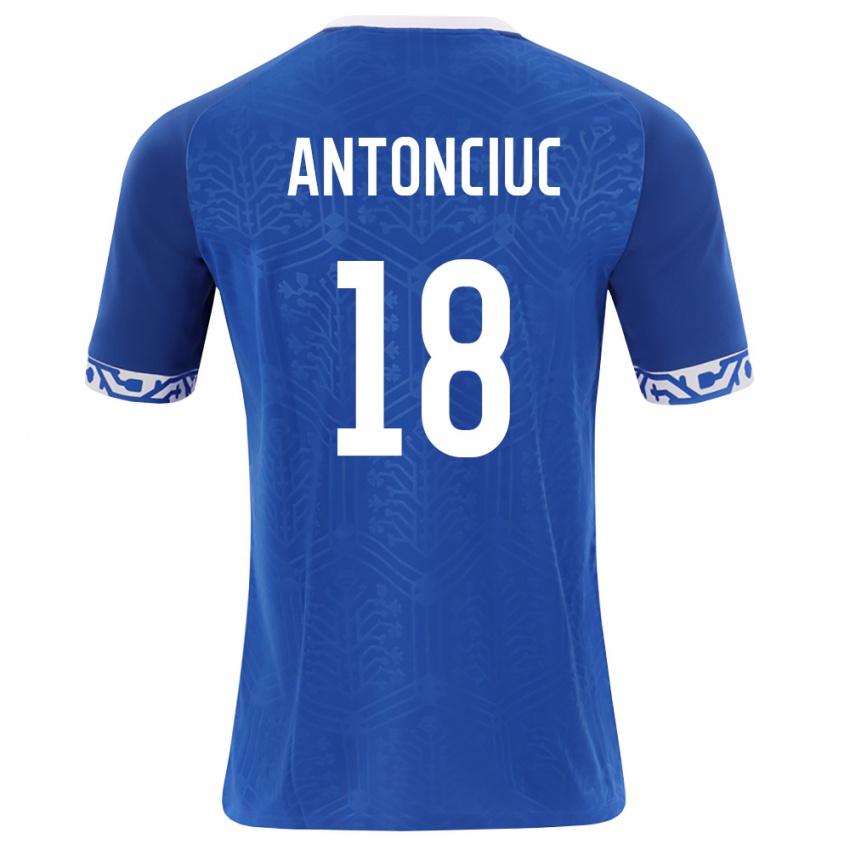 גברים מולדובה Cristian Antonciuc #18 כחול מלכותי לבן ג'רזי ביתית 26-28 חולצה קצרה