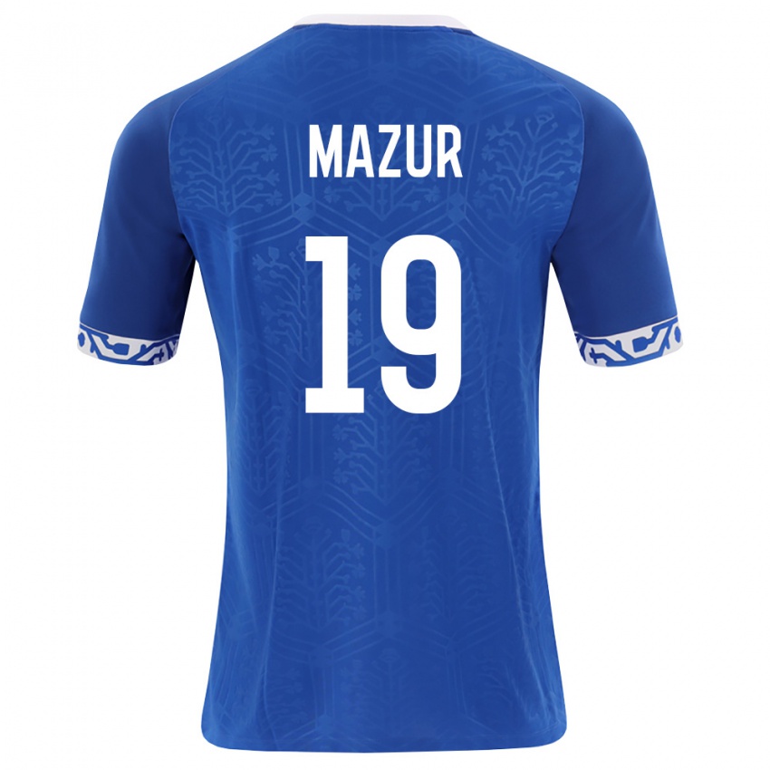 גברים מולדובה Serghei Mazur #19 כחול מלכותי לבן ג'רזי ביתית 26-28 חולצה קצרה