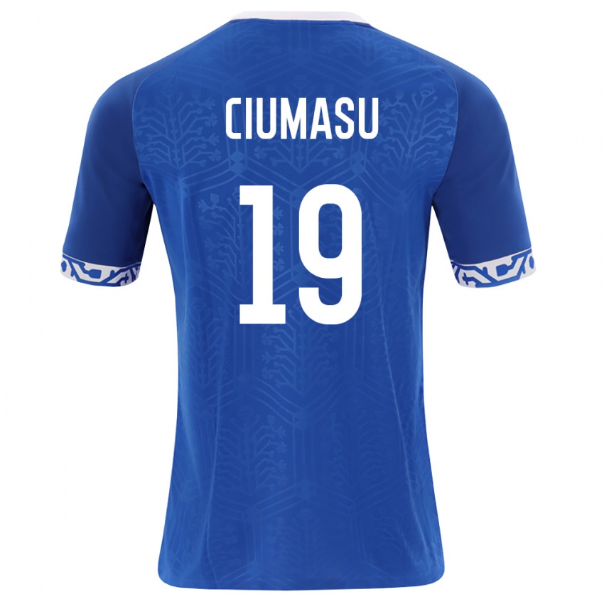 גברים מולדובה Victor Ciumașu #19 כחול מלכותי לבן ג'רזי ביתית 26-28 חולצה קצרה