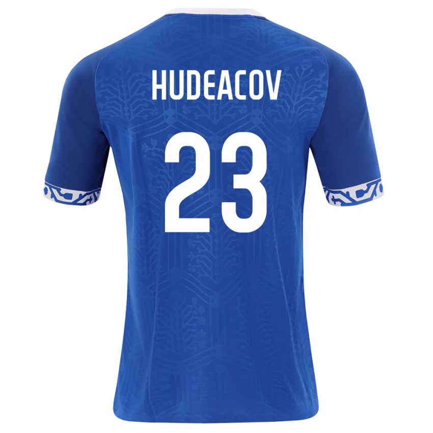 גברים מולדובה Andrei Hudeacov #23 כחול מלכותי לבן ג'רזי ביתית 26-28 חולצה קצרה