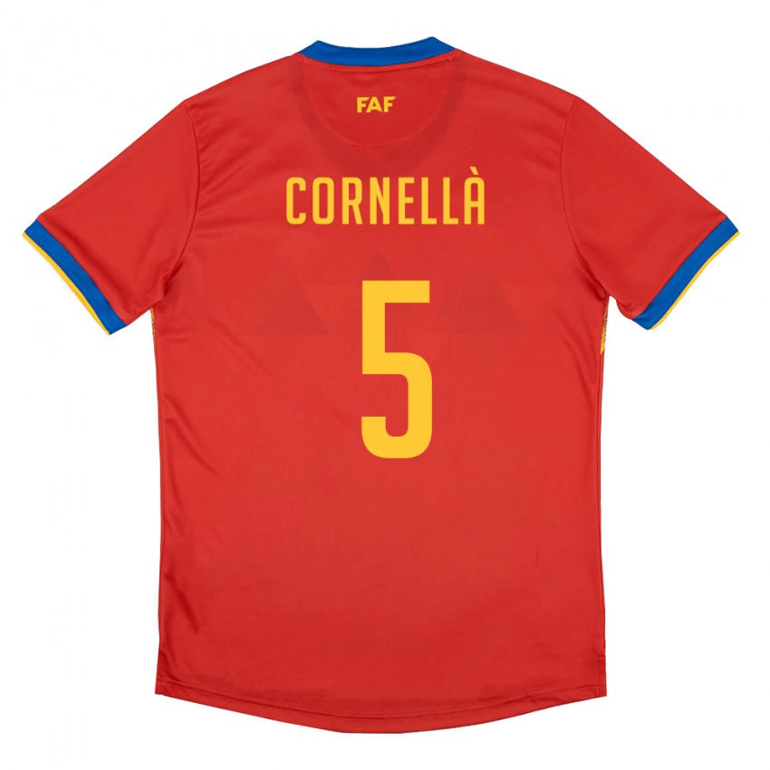 גברים אנדורה Alex Cornellà #5 אדום כחול צהוב ג'רזי ביתית 26-28 חולצה קצרה