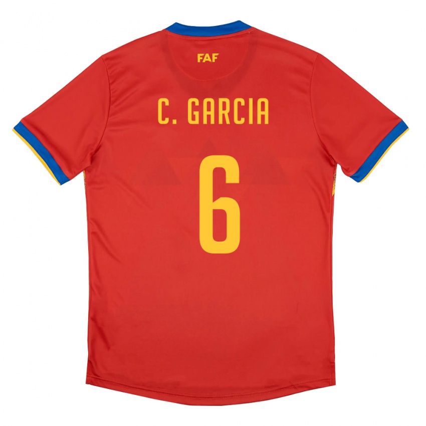 גברים אנדורה Christian Garcia #6 אדום כחול צהוב ג'רזי ביתית 26-28 חולצה קצרה