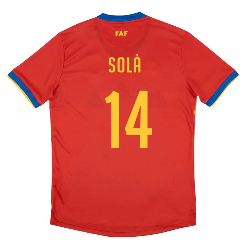גברים אנדורה Roger Solà #14 אדום כחול צהוב ג'רזי ביתית 26-28 חולצה קצרה