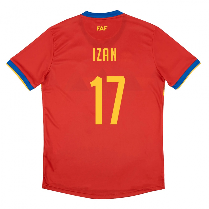 גברים אנדורה Izan Fernández #17 אדום כחול צהוב ג'רזי ביתית 26-28 חולצה קצרה