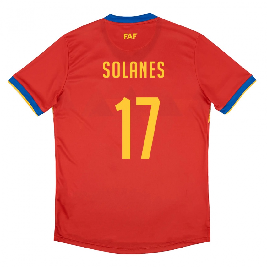גברים אנדורה Albert Solanes #17 אדום כחול צהוב ג'רזי ביתית 26-28 חולצה קצרה