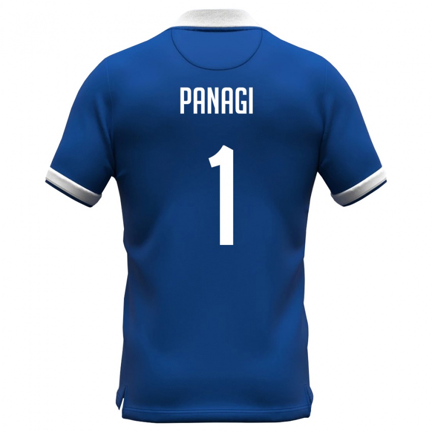 גברים קפריסין Stavros Panagi #1 כחול מלכותי לבן ג'רזי ביתית 26-28 חולצה קצרה