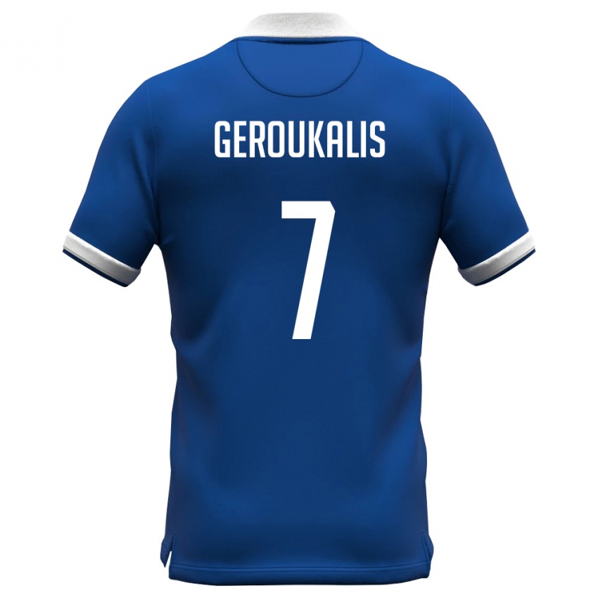 גברים קפריסין Alexandros Geroukalis #7 כחול מלכותי לבן ג'רזי ביתית 26-28 חולצה קצרה