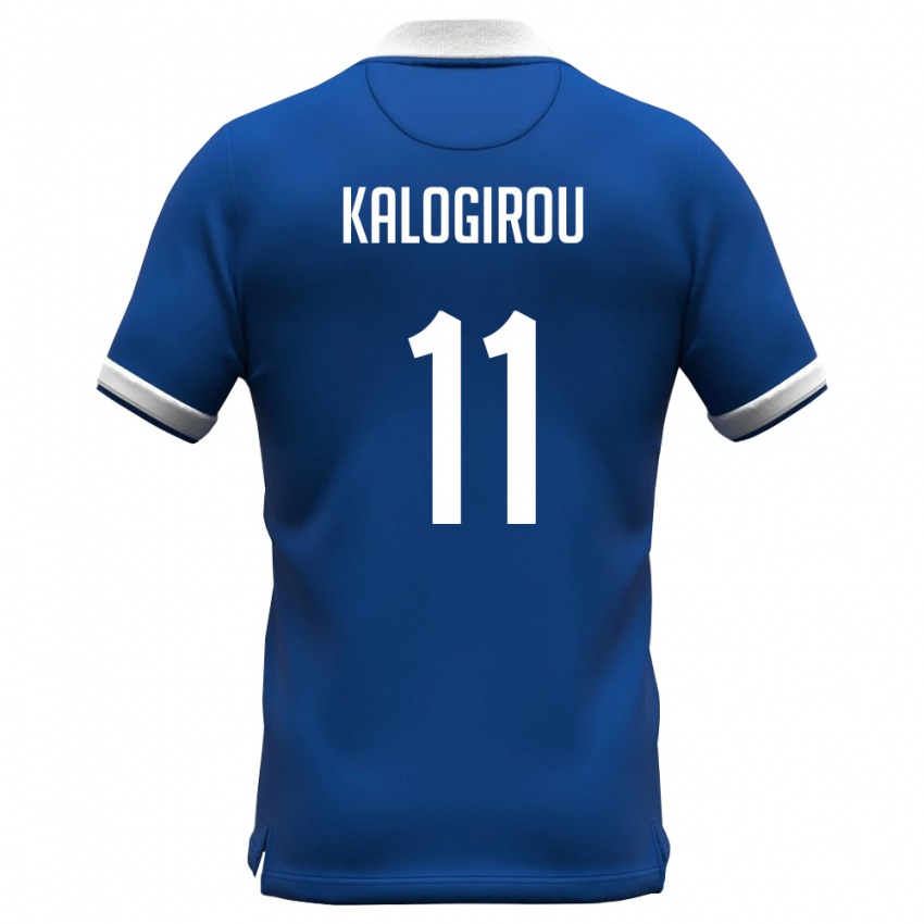גברים קפריסין Theodoros Kalogirou #11 כחול מלכותי לבן ג'רזי ביתית 26-28 חולצה קצרה