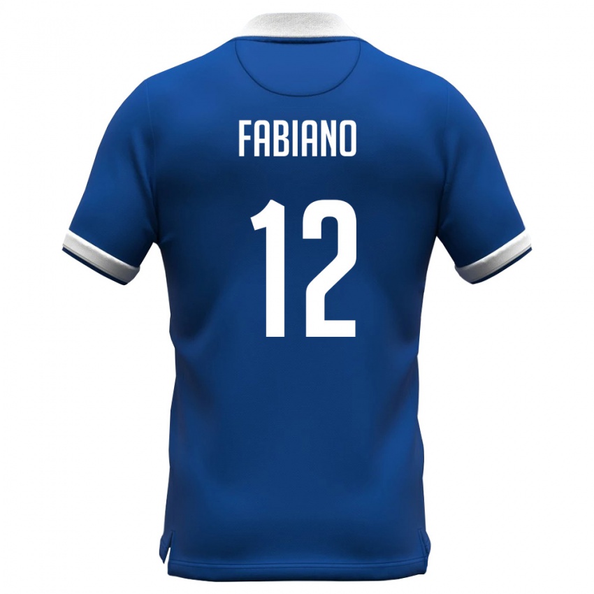 גברים קפריסין Fabiano #12 כחול מלכותי לבן ג'רזי ביתית 26-28 חולצה קצרה