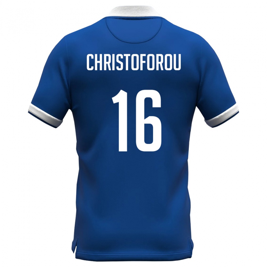 גברים קפריסין Andreas Christoforou #16 כחול מלכותי לבן ג'רזי ביתית 26-28 חולצה קצרה