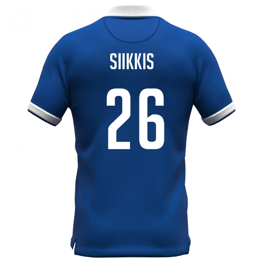 גברים קפריסין Andreas Siikkis #26 כחול מלכותי לבן ג'רזי ביתית 26-28 חולצה קצרה