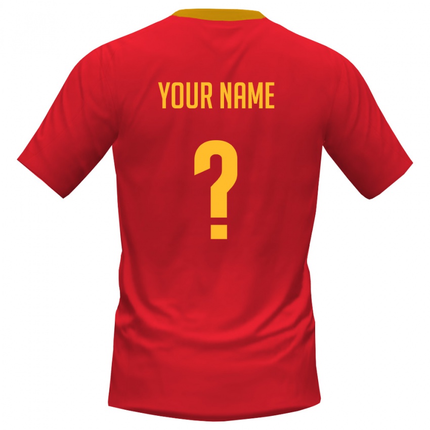 גברים מונטנגרו השם שלך #0 אדום צהוב ג'רזי ביתית 26-28 חולצה קצרה