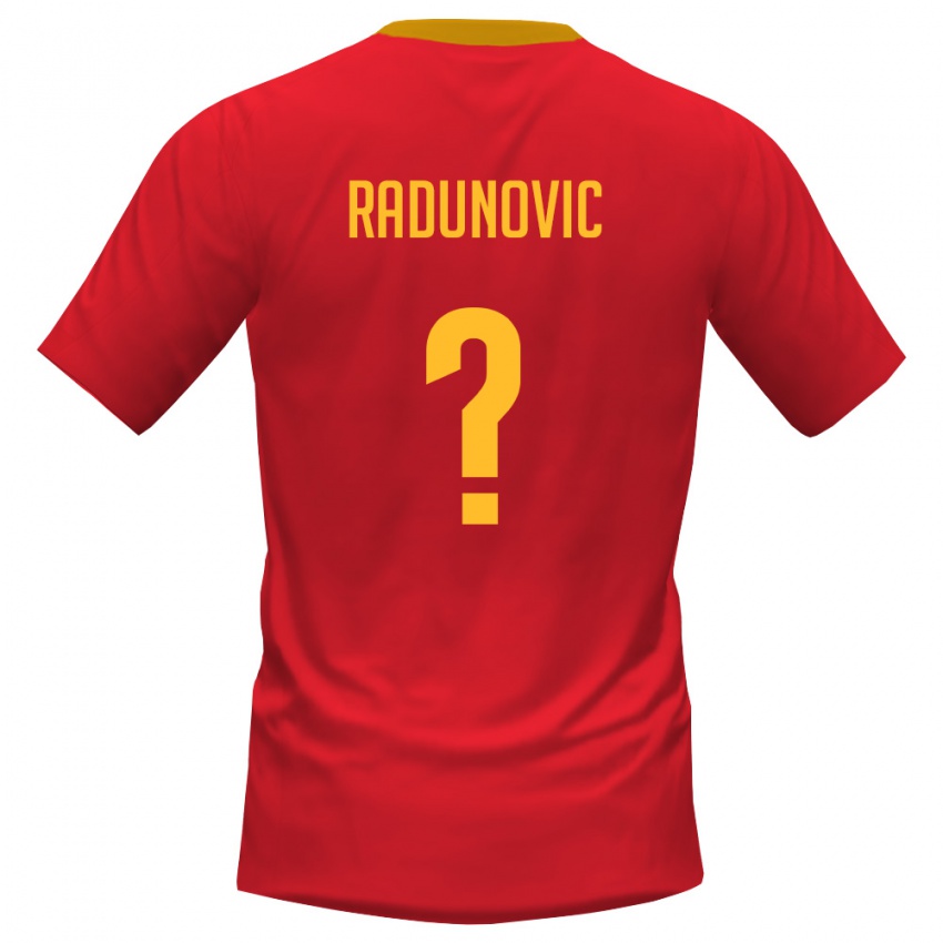 גברים מונטנגרו Radovan Radunovic #0 אדום צהוב ג'רזי ביתית 26-28 חולצה קצרה