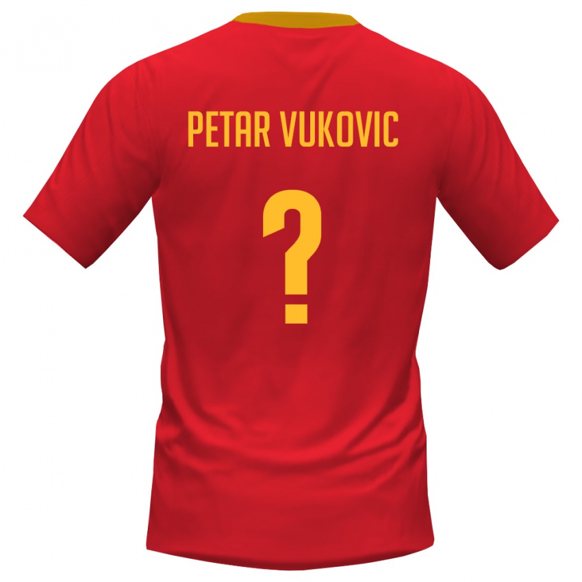 גברים מונטנגרו Petar Vukovic #0 אדום צהוב ג'רזי ביתית 26-28 חולצה קצרה